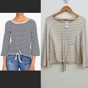 NWT, J. Crew Factory Striped Boatneck Sweater, Tan/Cream